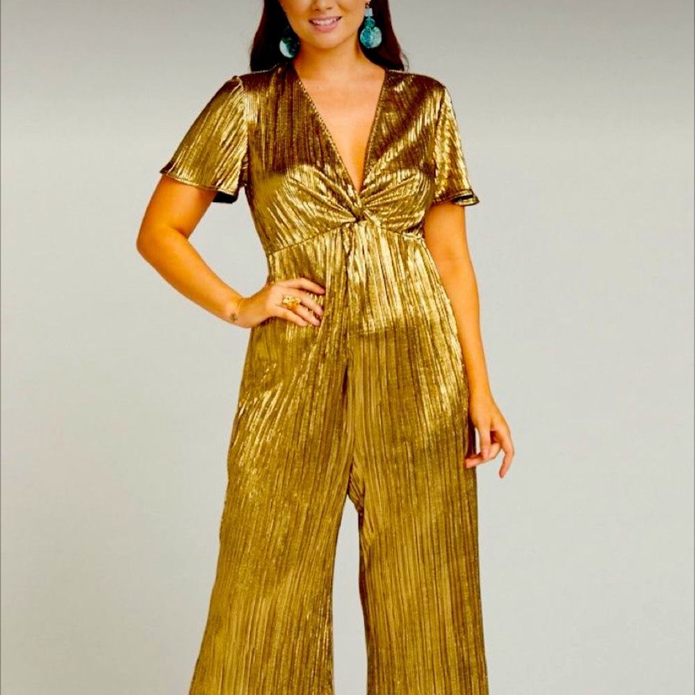 Show Me Your Mumu Gold Daniella holiday Romper Small✨✨✨